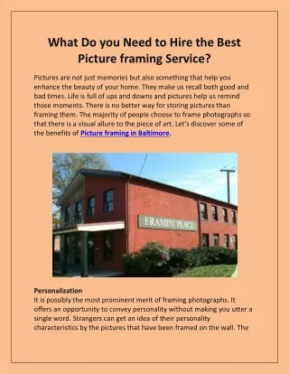 What Do you Need to Hire the Best Picture framing Service?
