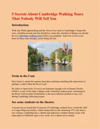 5 secrets about cambridge walking tours that