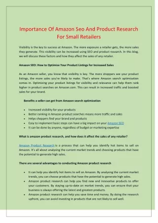 importance of amazon seo and product research