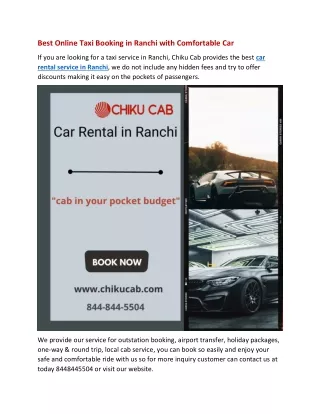 best online taxi booking in ranchi with