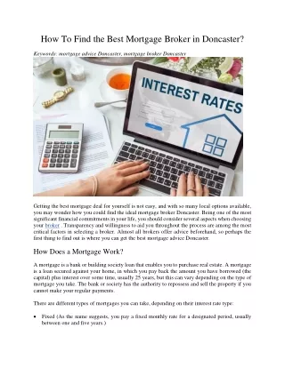 how to find the best mortgage broker in doncaster