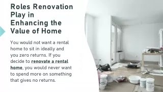 Roles Renovation Play in Enhancing the Value of Home