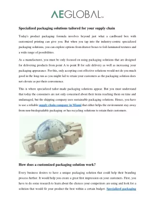 specialized packaging solutions tailored for your