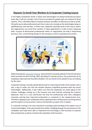 reasons to enroll your workers in a corporate