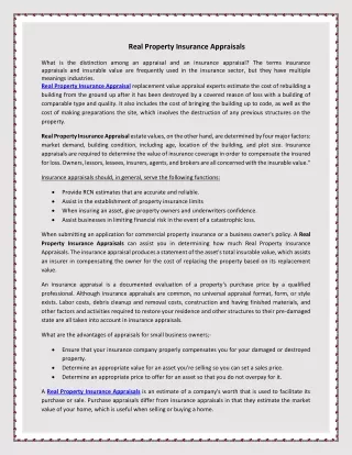real property insurance appraisals