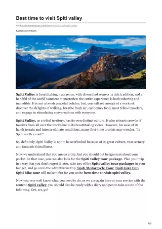 best time to visit spiti valley