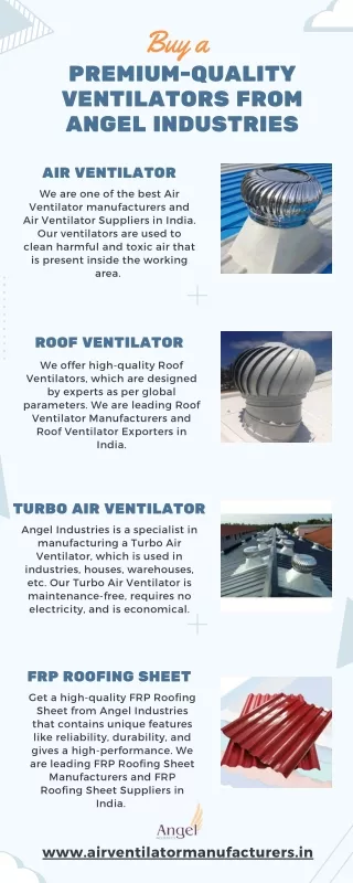 Buy Premium-Quality Ventilators from Angel Industries - Manufacturers in India