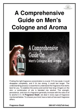 A Comprehensive Guide on Men's Cologne and Aroma