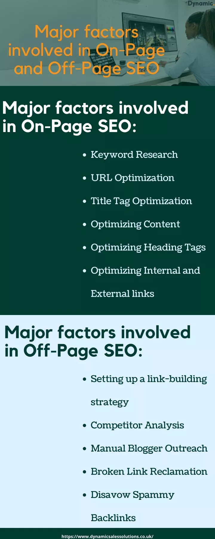 major factors involved in on page and off page seo