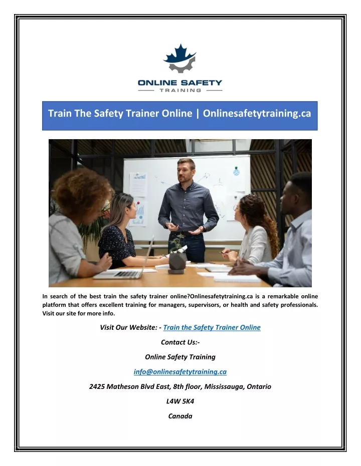train the safety trainer online