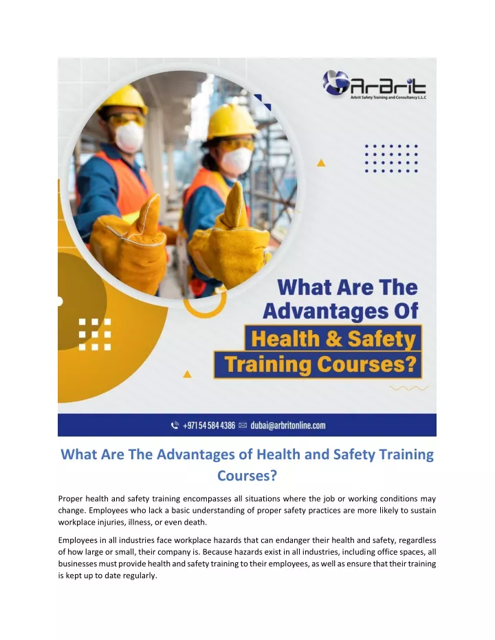 what are the advantages of health and safety