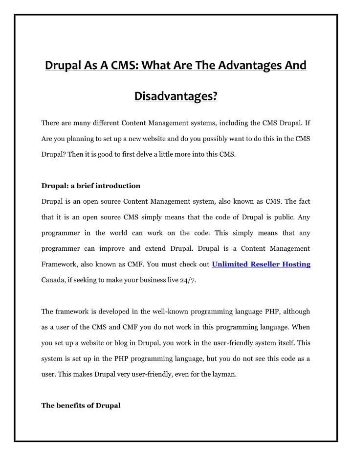 drupal as a cms what are the advantages and