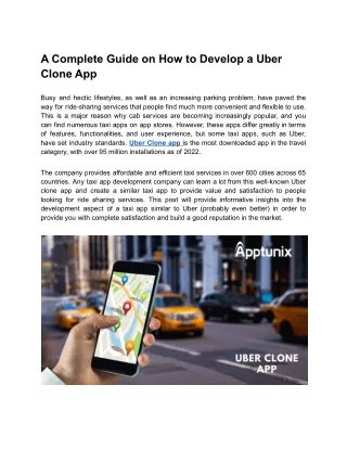 a complete guide on how to develop a uber clone