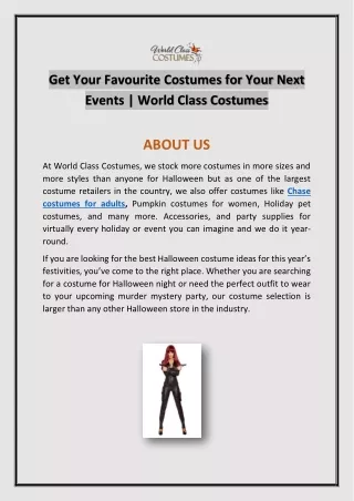 get your favourite costumes for your next events