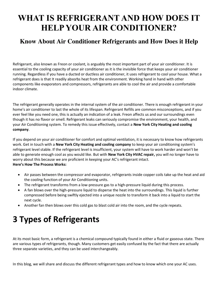 what is refrigerant and how does it help your