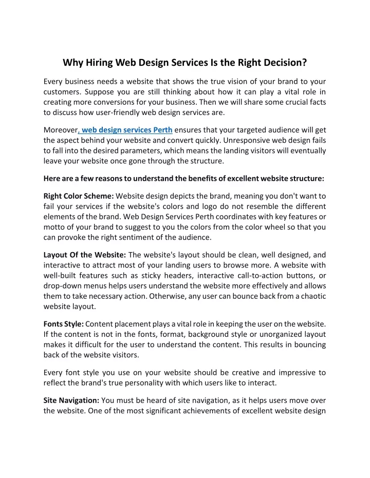 why hiring web design services is the right