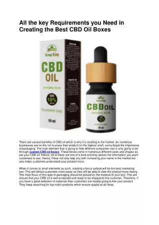 All the key Requirements you Need in Creating the Best CBD Oil Boxes