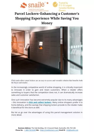 parcel lockers enhancing a customer s shopping