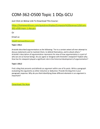 com 362 o500 topic 1 dqs gcu
