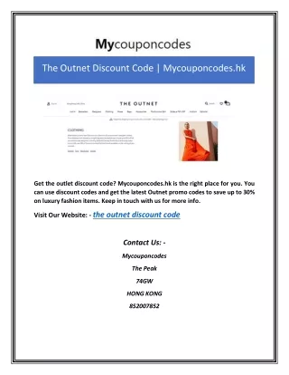 The Outnet Discount Code | Mycouponcodes.hk