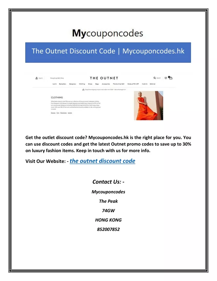 the outnet discount code mycouponcodes hk