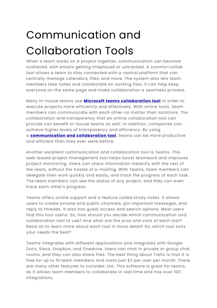communication and collaboration tools when a team