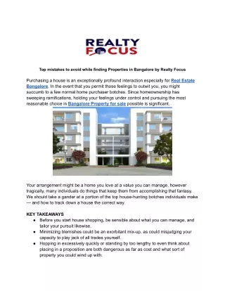 top mistakes to avoid while finding properties