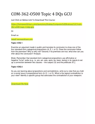com 362 o500 topic 4 dqs gcu
