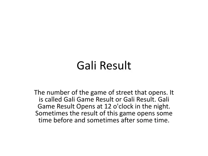 gali result