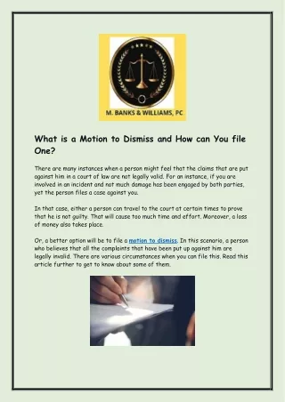 what is a motion to dismiss and how can you file