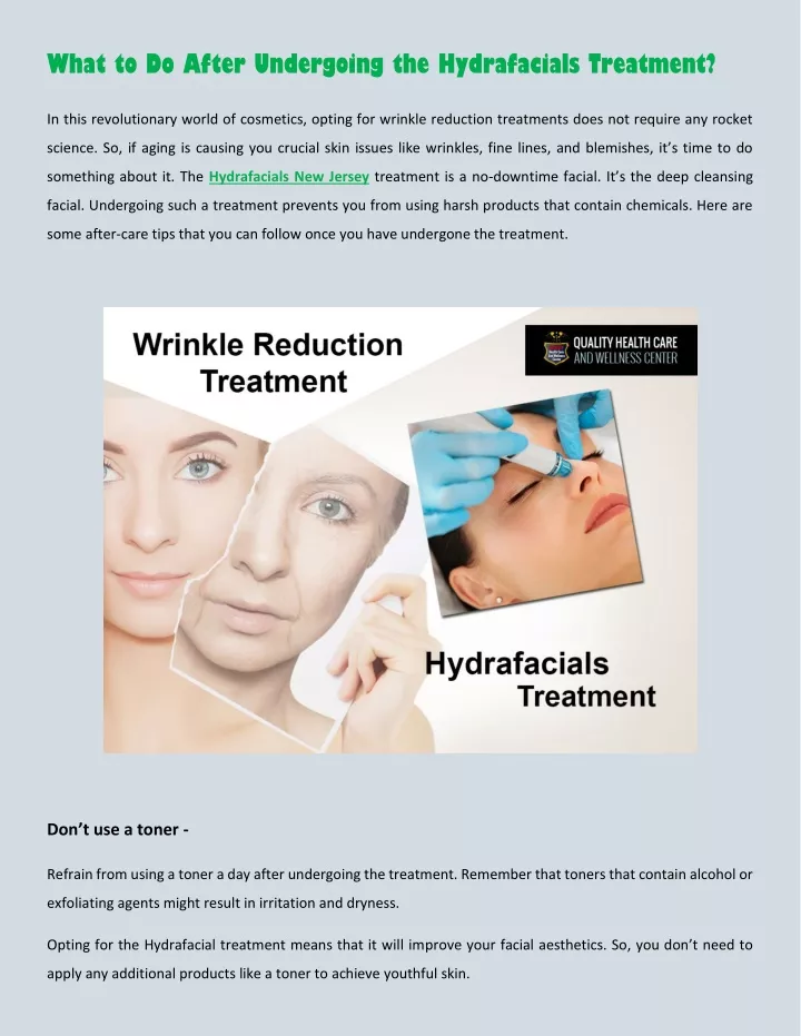 what to do after undergoing the hydrafacials