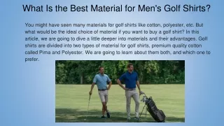 what is the best material for men s golf shirts