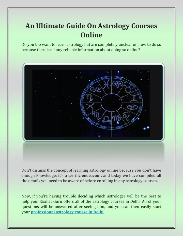 an ultimate guide on astrology courses online
