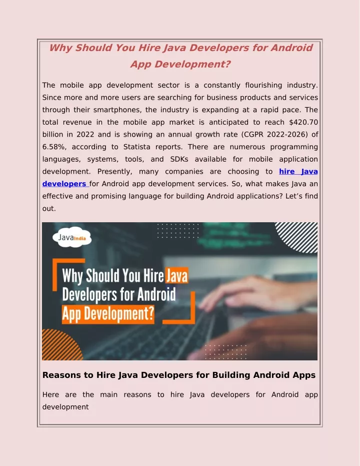 why should you hire java developers for android