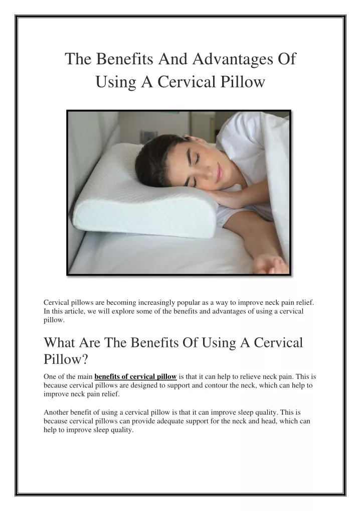 the benefits and advantages of using a cervical