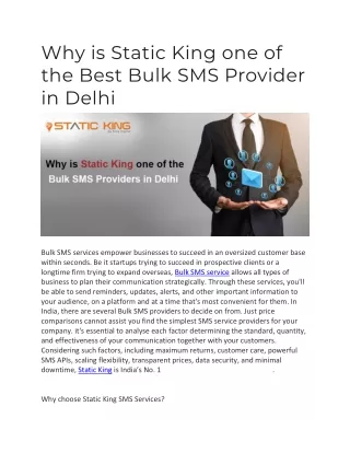 Why is Static King one of the Best Bulk SMS Provider in Delhi