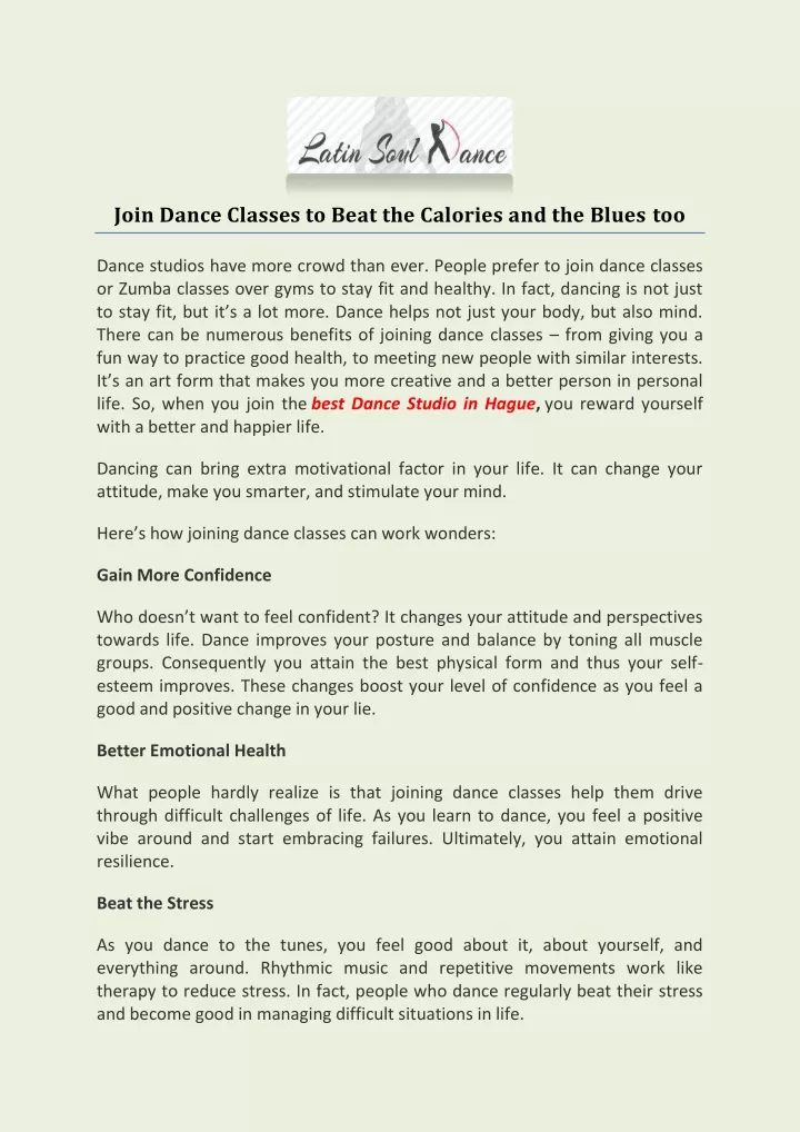 join dance classes to beat the calories