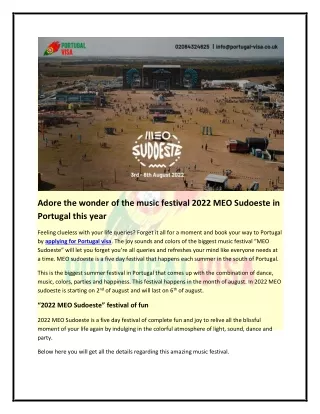 Apply for a Portugal visa to experience 2022 MEO Sudoeste