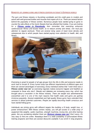 b enefits of joining gyms and fitness centers