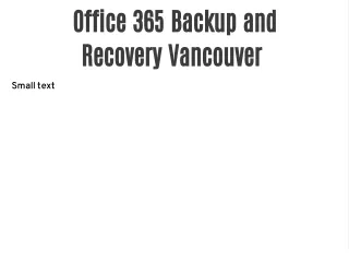 Office 365 Backup and Recovery Vancouver