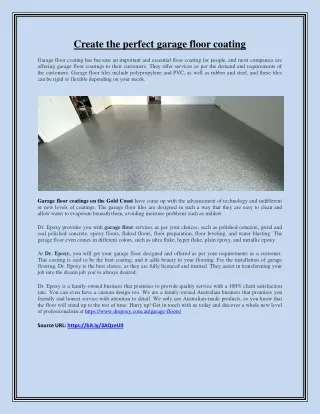 create the perfect garage floor coating
