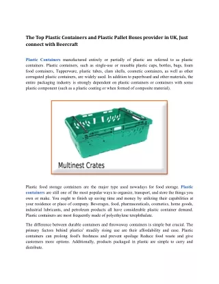 the top plastic containers and plastic pallet