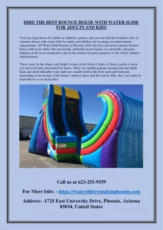 Best bounce house with water slide for adults and Kids