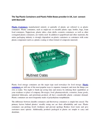 the top plastic containers and plastic pallet