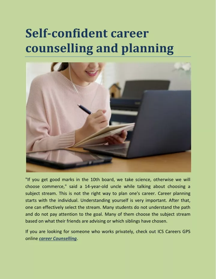 self confident career counselling and planning