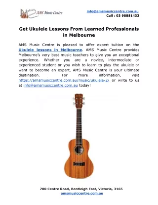 Get Ukulele Lessons From Learned Professionals in Melbourne
