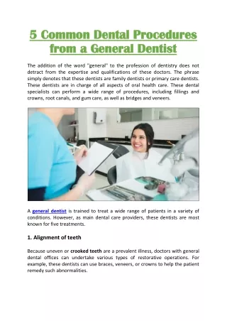 5 Common Dental Procedures from a General Dentist