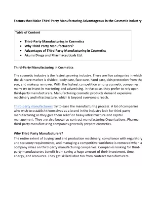 factors that make third party manufacturing