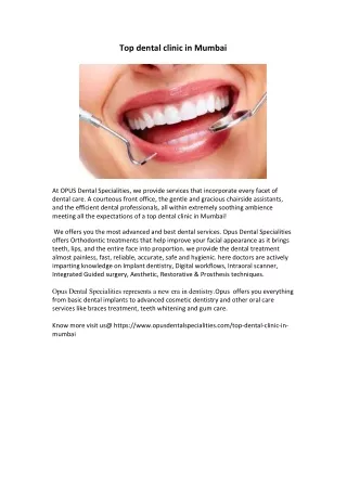 Top dental clinic in Mumbai - Opus Dental Specialities