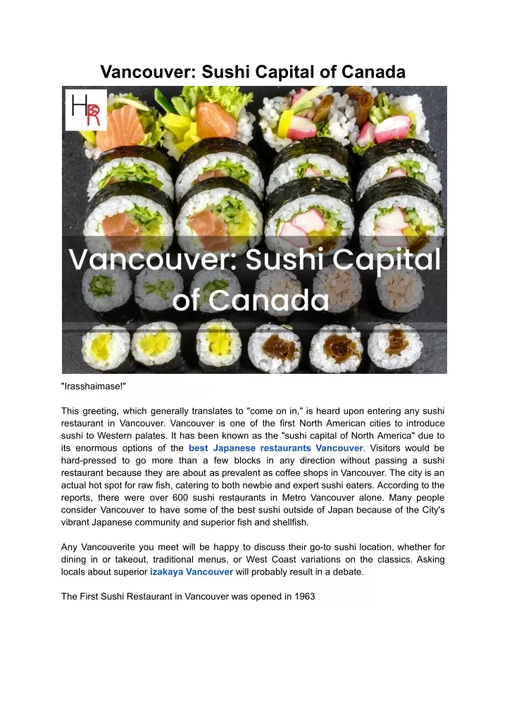 vancouver sushi capital of canada